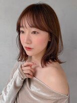 リヤン 表参道(lyann)&nbsp;前髪ナチュラルカール艶感ダークパープル小顔カットセミディ