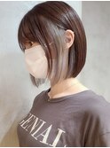 武蔵小杉ダブルカラーミディアムボブインナーグレージュシルバー