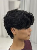 ニュアンスパーマセンターパートフェザーパーマ韓国メンズパーマ