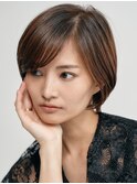 表参道酸性ストレートパーマ艶髪ショート梅雨対策グレージュ40代