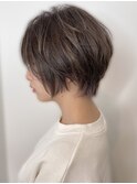 大人ショートボブ◎秋色ナチュラル黒髪ハンサム小顔