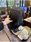 緑にならないインナーブルー【池袋インナーカラー】