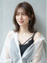 アールイーノウン 阿倍野区昭和町店(re; nown)&nbsp;ミディアムボブレイヤー前髪あり抜け感くびれシルエットUP