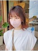 ピンクベージュのすそカラー×結べば仕事にもOK