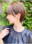 ケアブリーチ白髪ぼかしハイライト×大人ガーリーショート[立川]