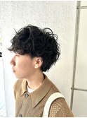 刈り上げツーブロック前下がりマッシュツイストスパイラルパーマ