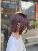 ボブ/切りっぱなし/パープルブラウン