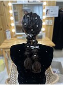 【参列ヘアセット】ふたつの編み下ろし.