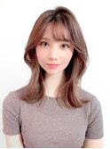 ロングレイヤーグレージュカラー美肌カラー韓国風20代くびれ巻き
