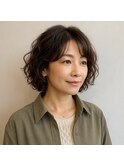 柔らかウェーブ大人ショートボブ　20代 30代 40代 50代 60代