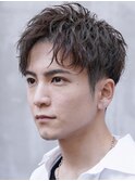 渋谷アップバングスパイキーショートピンパーマフェード40代◆