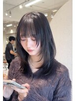 ルル 表参道(lulu.) グレージュ こなれミディ 黒髪 ネビージュ メルティカラー