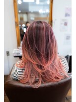 ヘアーメイク ダンス(hair make DANCE)&nbsp;エアータッチバレイヤージュ ピンクベージュ ムラ修正