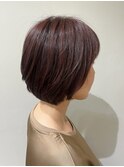 ソフトピンクひし形ショートボブ