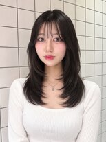 シー バイ ロンド 新宿(Sea by Lond)&nbsp;ワンホンレイヤ ー×ダークブルー[デジタルパーマ/ボブ/韓国]