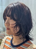 トップヘアー スパアンドリラクゼーション 安城(spa&relaxation)&nbsp;安城大人ウルフパーマダークアッシュブラウン面長前髪あり30代