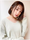 ☆シアーブラウンシースルー前髪大人かわいいミニボブ☆20代30代