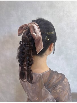 ベル(belle) お呼ばれヘアセット♪編みおろしアレンジ