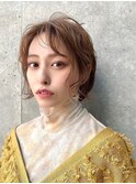 小顔カット　大人かわいい　ふんわりボブ