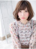 センター北/髪質改善/斜めバング暖色系カラーのクラシカルボブc