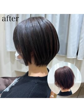 リュドール 栄(Rue D’or) 黒髪暗髪ストレートミディアムボブツヤ髪ナチュラル立体感