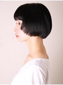 似合わせ姫カット前髪カール黒髪ショートボブ0604