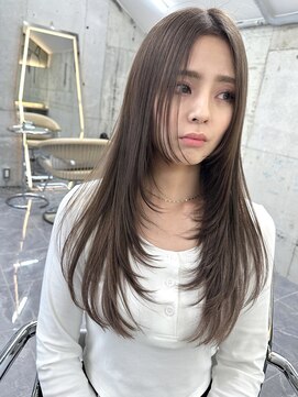 サイン 表参道(SIGN) 韓国ヘアグレージュカラーブリーチ無し髪質改善イヤリングカラー