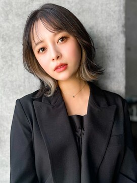 エインアンリー 表参道(AIN.ANLY.) ◯耳かけボブパーマオリーブベージュボブウェーブミディアム小顔