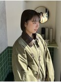 ミニボブ/オリーブグレージュ/透明感カラー