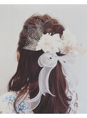 しなやかに巻きおろすロングハーフアップ着物ヘア大宮
