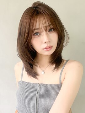 キリ 表参道(kyli) ワンカール艶感美髪セミディ愛されミルクティーブロンド前髪
