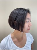 前髪なし×ショートボブ