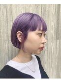 ベビーパープルxハイトーンカラーxぱっつん前髪