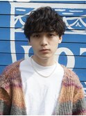 波巻きスパイラルツイストスパイラルパーマツーブロックマッシュ