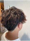 メンズカット 流行の波巻きスパイラル+ハイライトカラー#