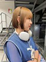ヘアー アイス 御器所本店(HAIR ICI) ブリーチなし大人可愛いマロンブラウン似合わせ耳かけボブ