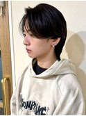 メンズウルフ　ニュアンスパーマ　センターパート
