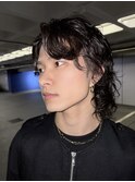 メンズロングウルフレイヤーパーマ