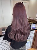 ピンクラベンダーベージュケアブリーチロングヘア