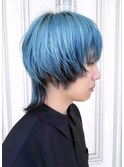 ハイトーン/デザインカラー/寒色系カラー/ウルフカット/個性的
