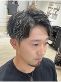 ツイストスパイラルパーマ×ハイライトカラー/メンズパーマ/弘前