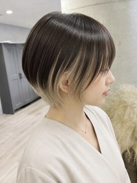 ルーブ トウキョウ(Loob. TOKYO) ダブルカラーミルクティーピンクベージュレイヤーカット韓国