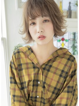 シャイン ヘア ブレンド 二子玉川(Shine hair blend) 【二子玉川】丸みショート無造作カールボブディイルミナカラー70