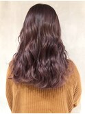 ピンクパープル_毛先パーマことりベージュ_ba263841