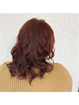 テラスヘア(TERRACE hair) オレンジ ×ピンク カラーミディ