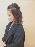 前髪ロングさん向き // ハーフアップ × ねじり編み込み