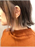 20代30代大人可愛いインナーカラー耳掛けボブ赤み消し