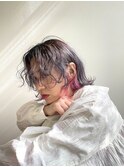 ボブインナーカラーダブルカラーイヤリングカラーピンク