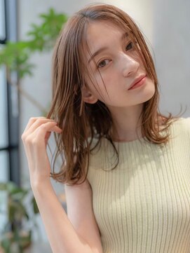 イオ 本厚木(io) 20代30代大人かわいいベージュカラー前髪レイヤーカットくびれ