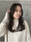 顔周りカット×ブリーチなしグレージュ